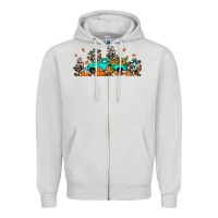 Dove Grey fall cactus pumpkin truck Zipper Hoodie - JahusDesignShop