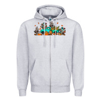 Heather Grey fall cactus pumpkin truck Zipper Hoodie - JahusDesignShop