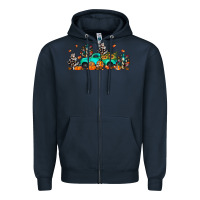Navy fall cactus pumpkin truck Zipper Hoodie - JahusDesignShop