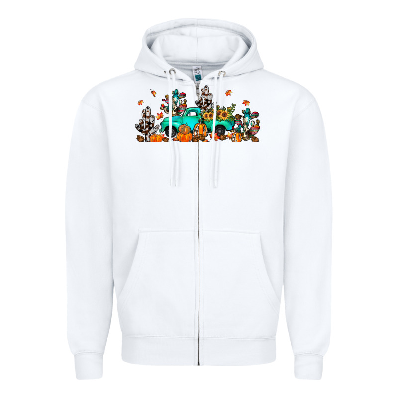 Fall Cactus Pumpkin Truck Zipper Hoodie by JahusDesignShop | Teevron