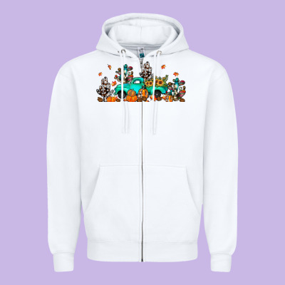 Fall Cactus Pumpkin Truck Zipper Hoodie Designed By Jahusdesignshop