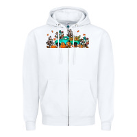 White fall cactus pumpkin truck Zipper Hoodie - JahusDesignShop