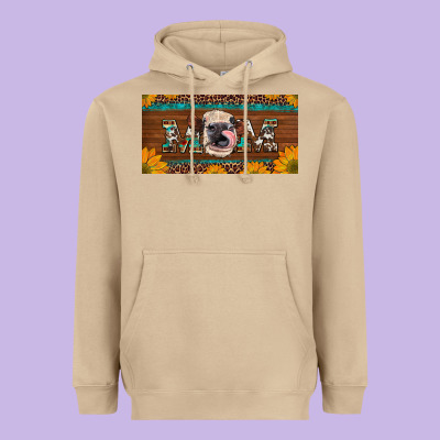Western Heifer Mom With Sunflowers And Turquoise License Plate Heavyweight Hoodie Designed By Artiststas