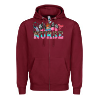 Burgundy nurse with race and oto equipment Zipper Hoodie - AdoDesignShop