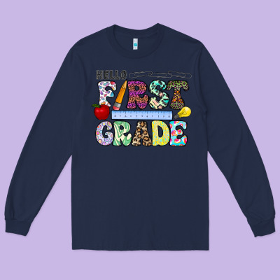 Hellofirstgrade Long Sleeve Tee Designed By Cowhidedigitalart
