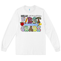 White hellofirstgrade Long Sleeve Tee - CowhideDigitalArt