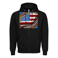 Black American flag and racee flag Zipper Hoodie - AdoDesignShop