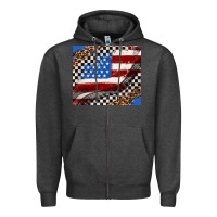 Charcoal Heather American flag and racee flag Zipper Hoodie - AdoDesignShop
