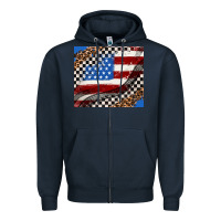 Navy American flag and racee flag Zipper Hoodie - AdoDesignShop