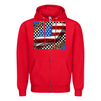 Red American flag and racee flag Zipper Hoodie - AdoDesignShop
