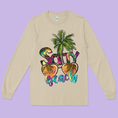 Salty Beach Long Sleeve Tee Designed By Sublimationcraftshop