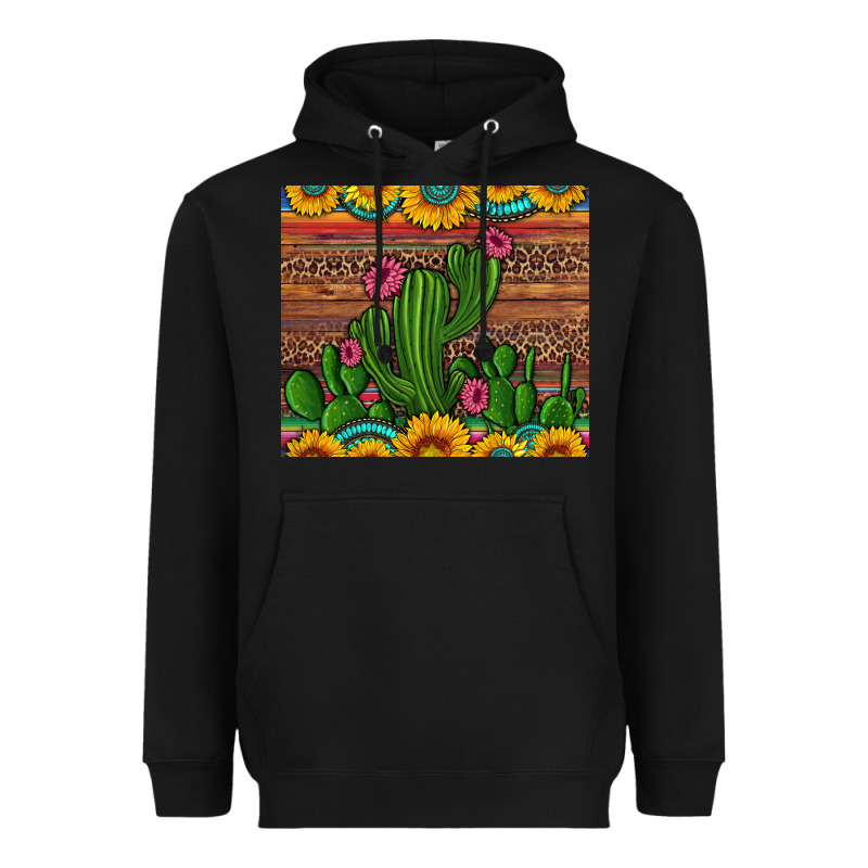 Sunflowers Turquoise Serape Cactus Tumbler Heavyweight Hoodie by Artiststas | Teevron