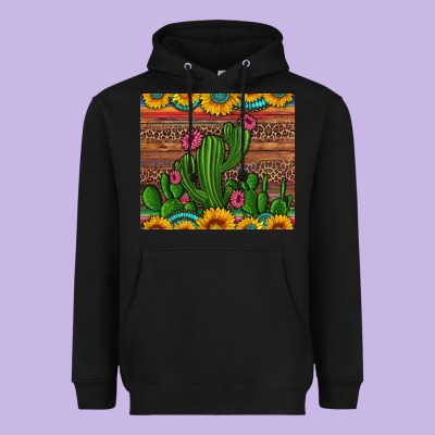 Sunflowers Turquoise Serape Cactus Tumbler Heavyweight Hoodie Designed By Artiststas
