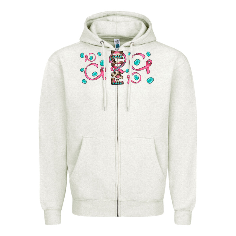 Faith Ribbon Gemstone Zipper Hoodie by JahusDesignShop | Teevron