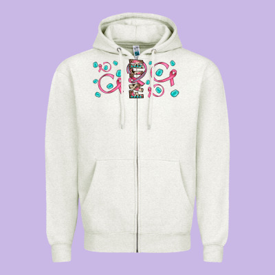 Faith Ribbon Gemstone Zipper Hoodie Designed By Jahusdesignshop