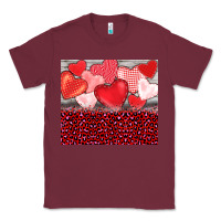 Burgundy valentine's day red hearts red leopard Classic Tee - BarkalooDesign