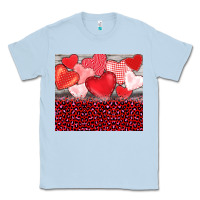 Dusty Blue valentine's day red hearts red leopard Classic Tee - BarkalooDesign