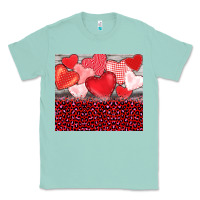 Seafoam valentine's day red hearts red leopard Classic Tee - BarkalooDesign