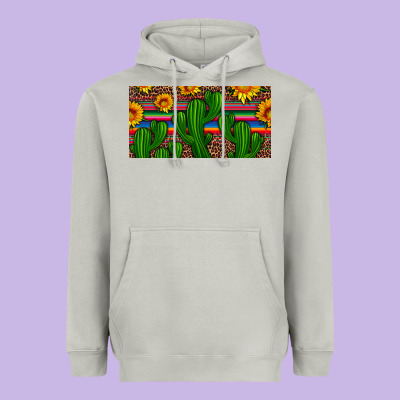 Sunflowers And Cactus License Plate Heavyweight Hoodie Designed By Artiststas