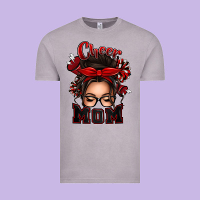 Vintage Tee cheer mom messy bun