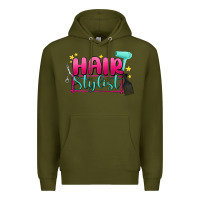Army Green hair stylist Premium Hoodie - MaliasSmallBusiness