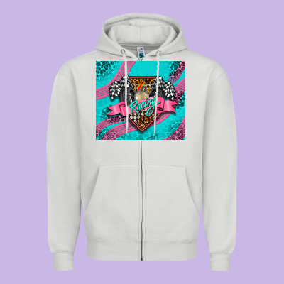 Racing Pink Zipper Hoodie Designed By Adodesignshop