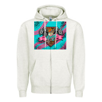 Oatmeal Heather racing pink Zipper Hoodie - AdoDesignShop