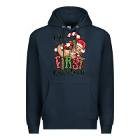 Navy my first christmas cute christmas sloth Premium Hoodie - MaliasSmallBusiness