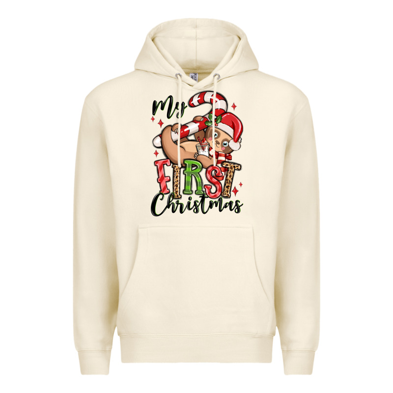 My First Christmas Cute Christmas Sloth Premium Hoodie by MaliasSmallBusiness | Teevron
