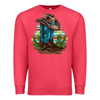 Cardinal western boots and hat cactus leopard serape pattern Premium Sweatshirt - BarkalooDesign
