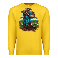 Lemon western boots and hat cactus leopard serape pattern Premium Sweatshirt - BarkalooDesign