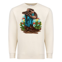 Sandshell western boots and hat cactus leopard serape pattern Premium Sweatshirt - BarkalooDesign