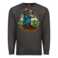 Smoke western boots and hat cactus leopard serape pattern Premium Sweatshirt - BarkalooDesign