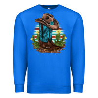 True Royal western boots and hat cactus leopard serape pattern Premium Sweatshirt - BarkalooDesign