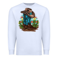White western boots and hat cactus leopard serape pattern Premium Sweatshirt - BarkalooDesign