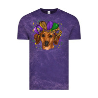 Cloud Purple mardi gras hat dachshund Vintage Tee - RanaPortraitStore