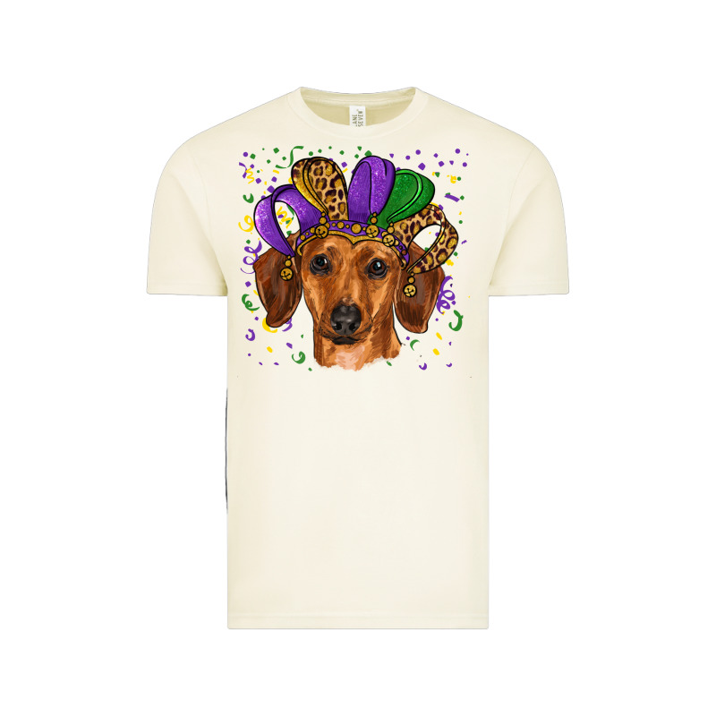 Mardi Gras Hat Dachshund Vintage Tee by RanaPortraitStore | Teevron