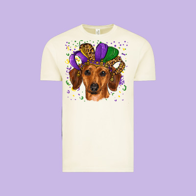 Vintage Tee mardi gras hat dachshund