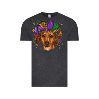 Vintage Black mardi gras hat dachshund Vintage Tee - RanaPortraitStore