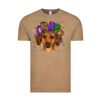 Vintage Coffee mardi gras hat dachshund Vintage Tee - RanaPortraitStore