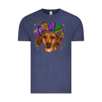 Vintage Denim mardi gras hat dachshund Vintage Tee - RanaPortraitStore