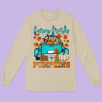 Farm Fresh Pumpkins Long Sleeve Tee Designed By Hra Design Shop