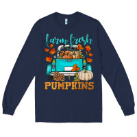Navy farm fresh pumpkins Long Sleeve Tee - HRA Design Shop