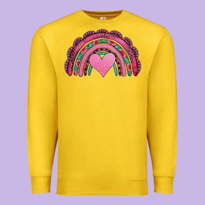 Valentines Day Pink Gemstones Rainbow Premium Sweatshirt Designed By Jasminsmagicworld