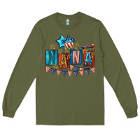 Army Green American Nana 4th of july Long Sleeve Tee - CowGirlArtShop