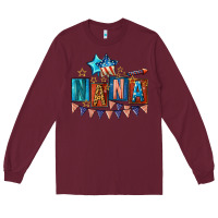 Burgundy American Nana 4th of july Long Sleeve Tee - CowGirlArtShop