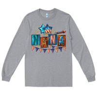 Heather Grey American Nana 4th of july Long Sleeve Tee - CowGirlArtShop