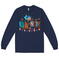 Navy American Nana 4th of july Long Sleeve Tee - CowGirlArtShop
