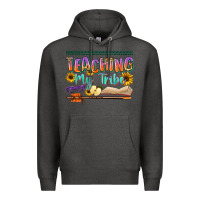 Charcoal Heather teaching my tribe Premium Hoodie - NancyCooperArtShop