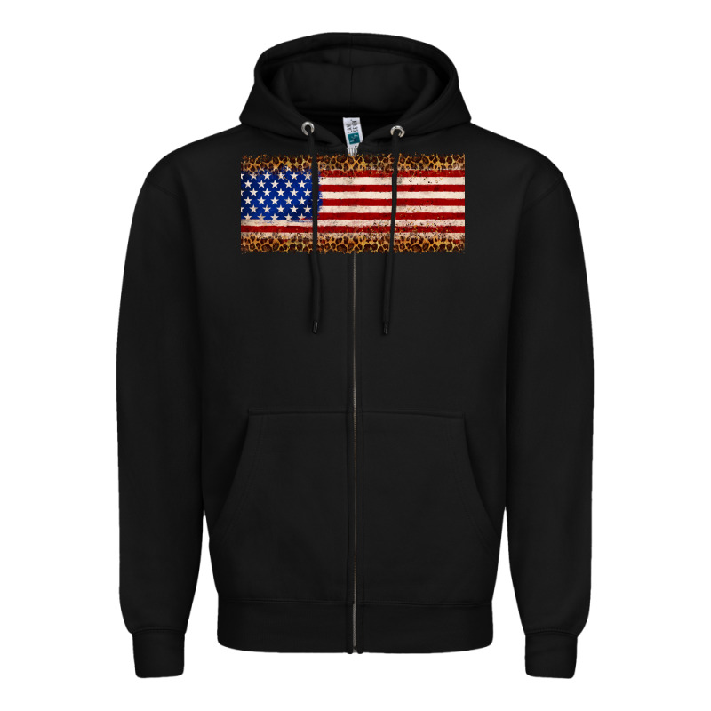 Usa Flag Leopard Zipper Hoodie by JahusDesignShop | Teevron